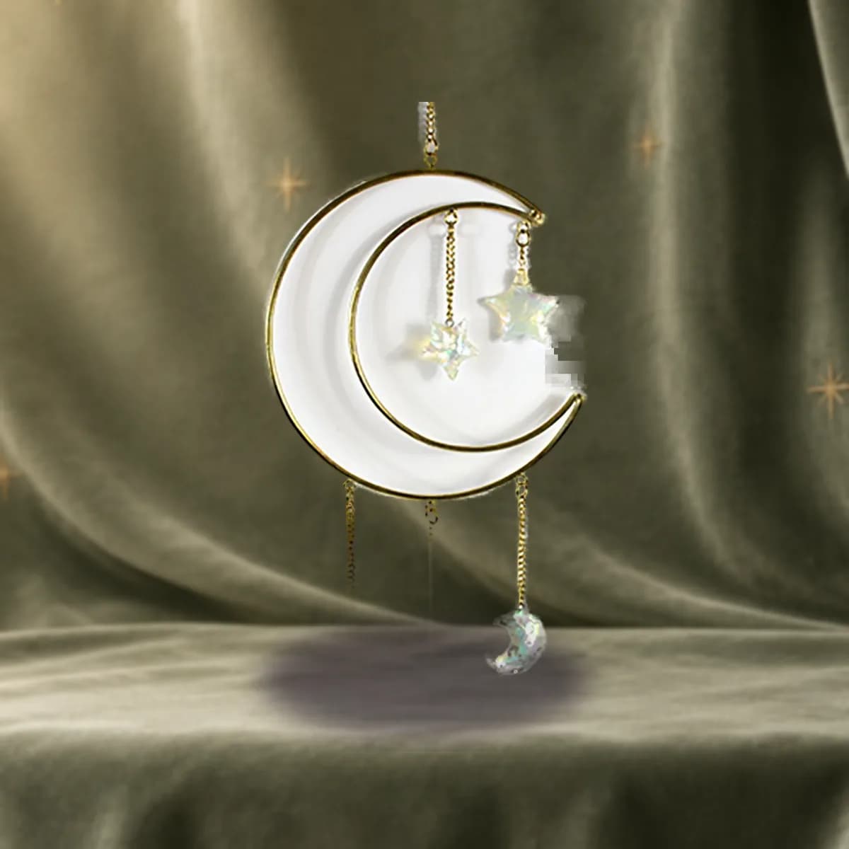 14 1/2"x 6" Crescent Moon with Stones wall hanging