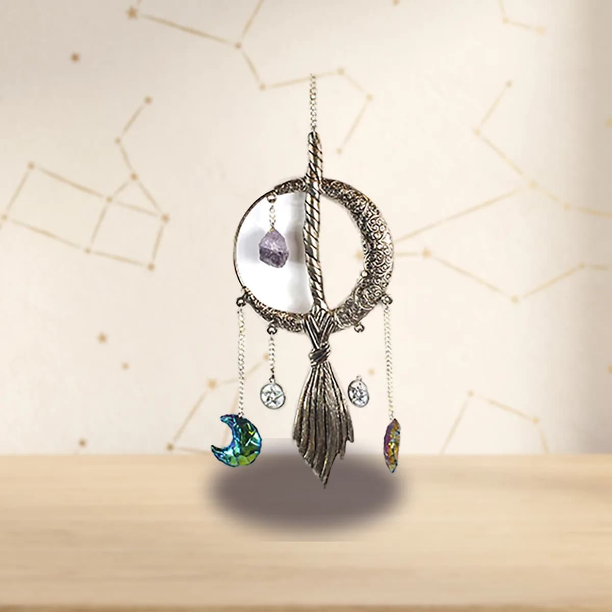 12"x 3 1/2" Moon & Broom wall hanging