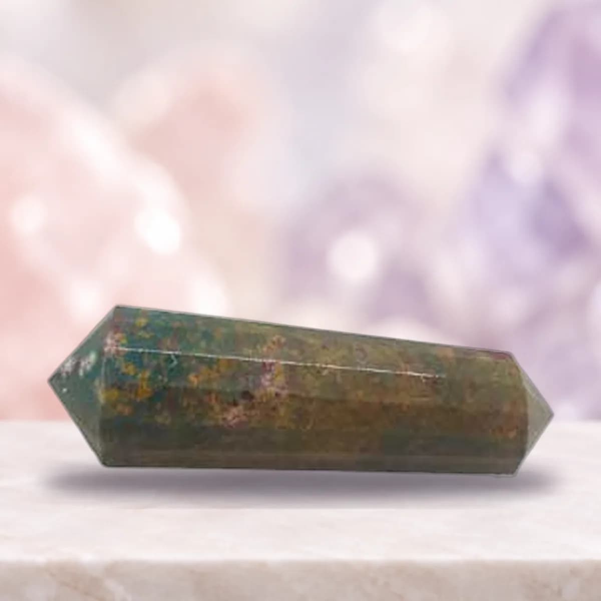 Double Terminated Bloodstone Point 2" 16 faceted
