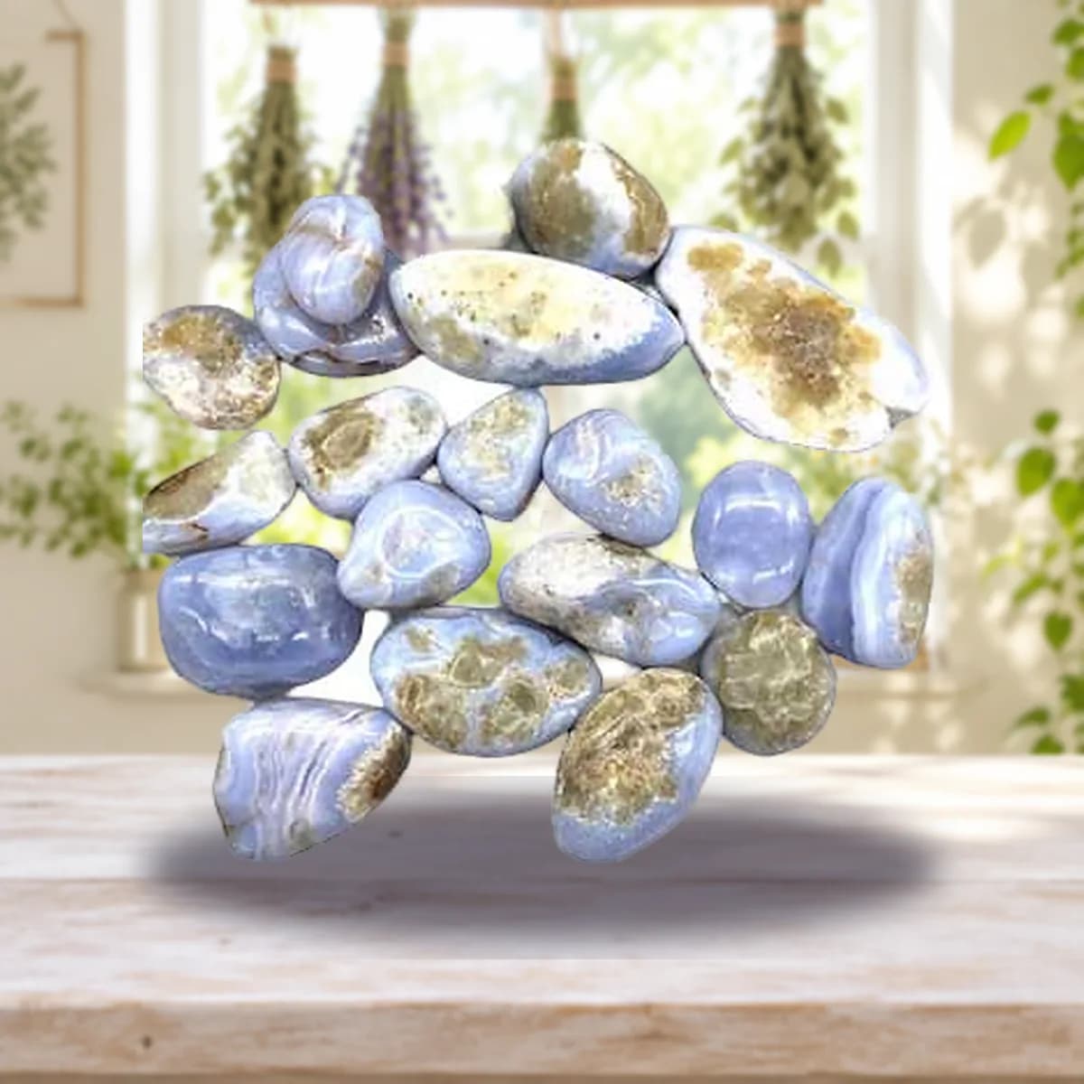 1 lb Agate, Blue Lace tumbled stones 15-30mm