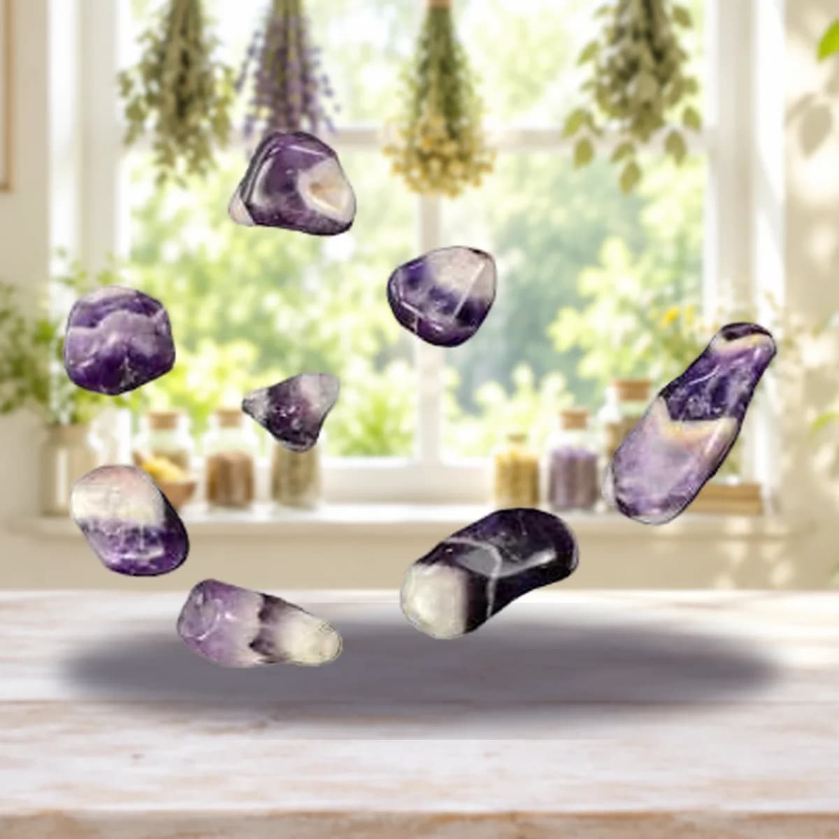 1 lb Amethyst, Chevron tumbled stones