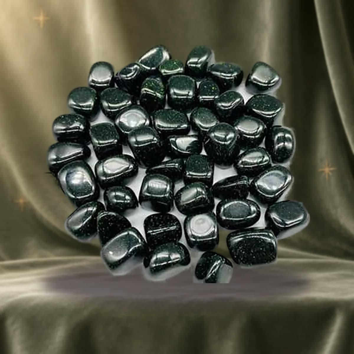 1 lb Goldstone, Green tumbled stones