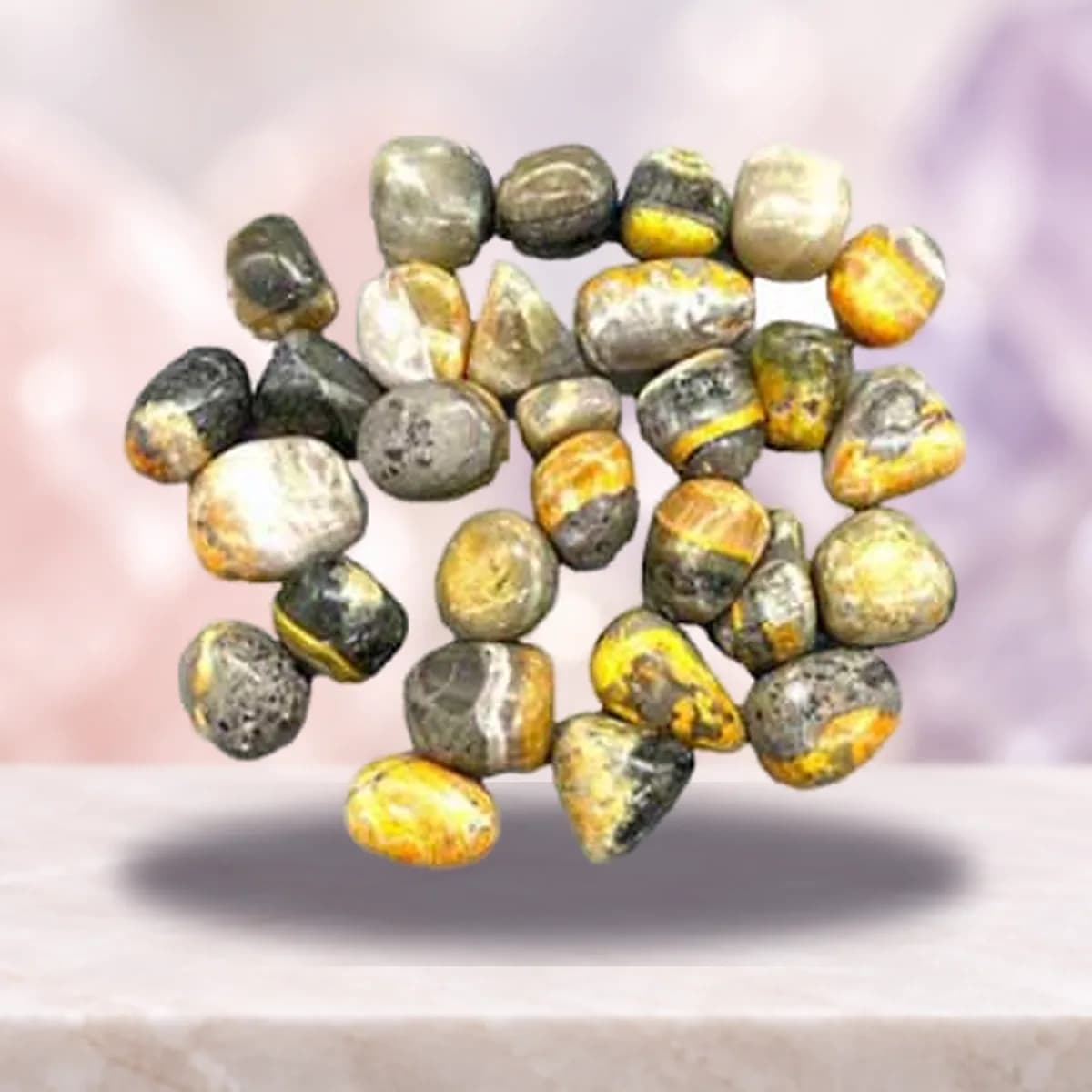 1 lb Jasper, Bumble Bee tumbled stones