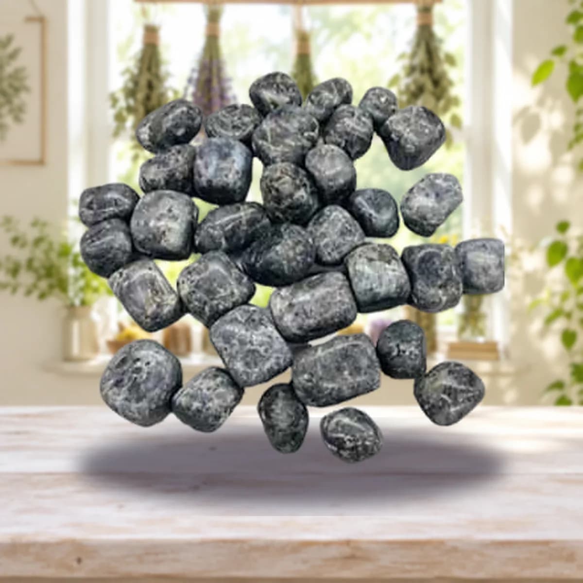1 lb Larvikite tumbled stones