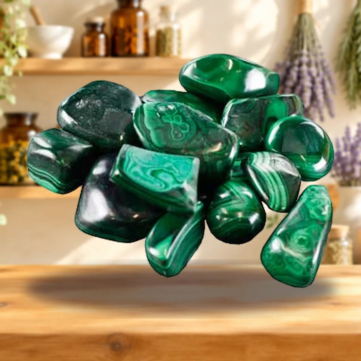 1 lb Malachite tumbled stones