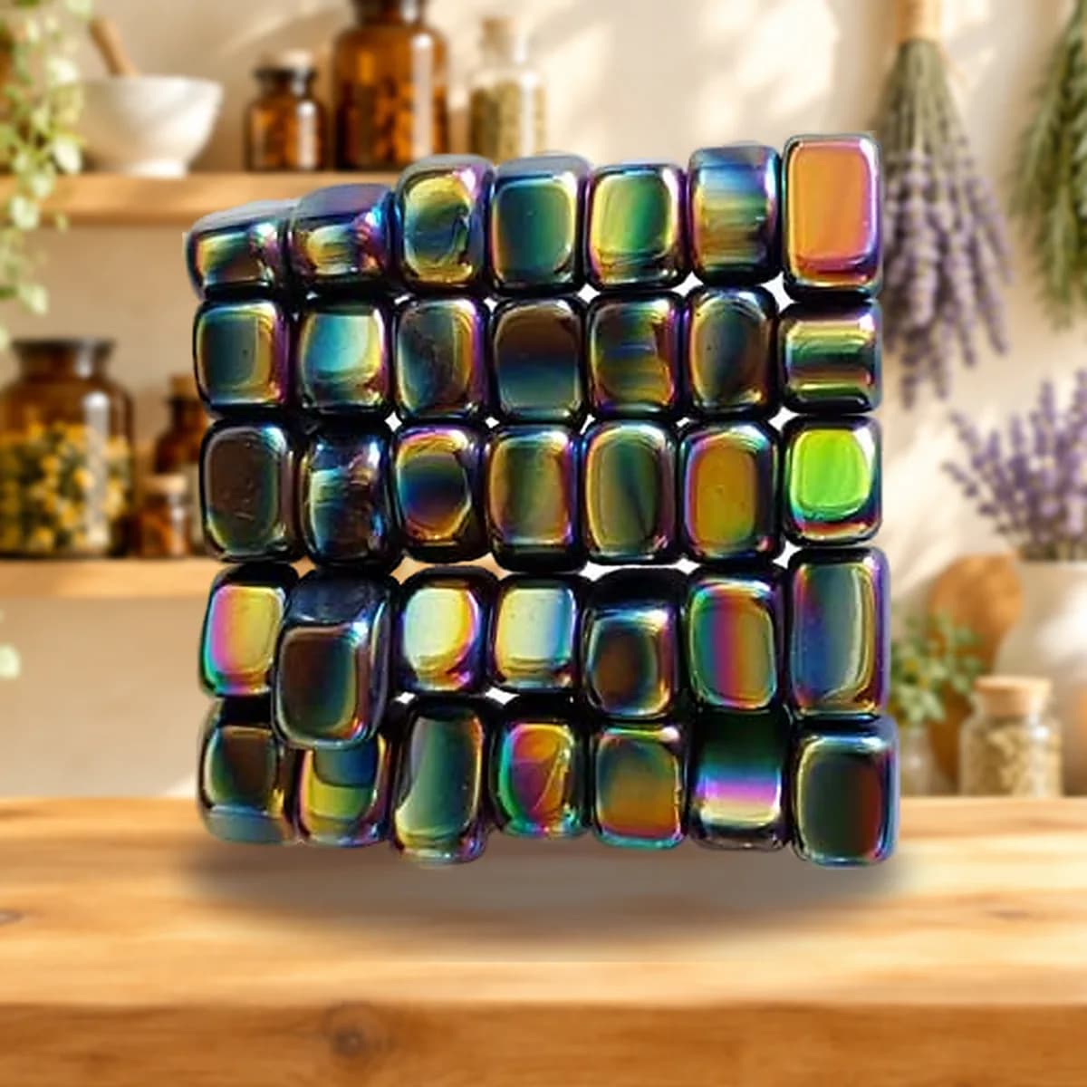 1 lb Hematite Rainbow Magnetic tumbled stones