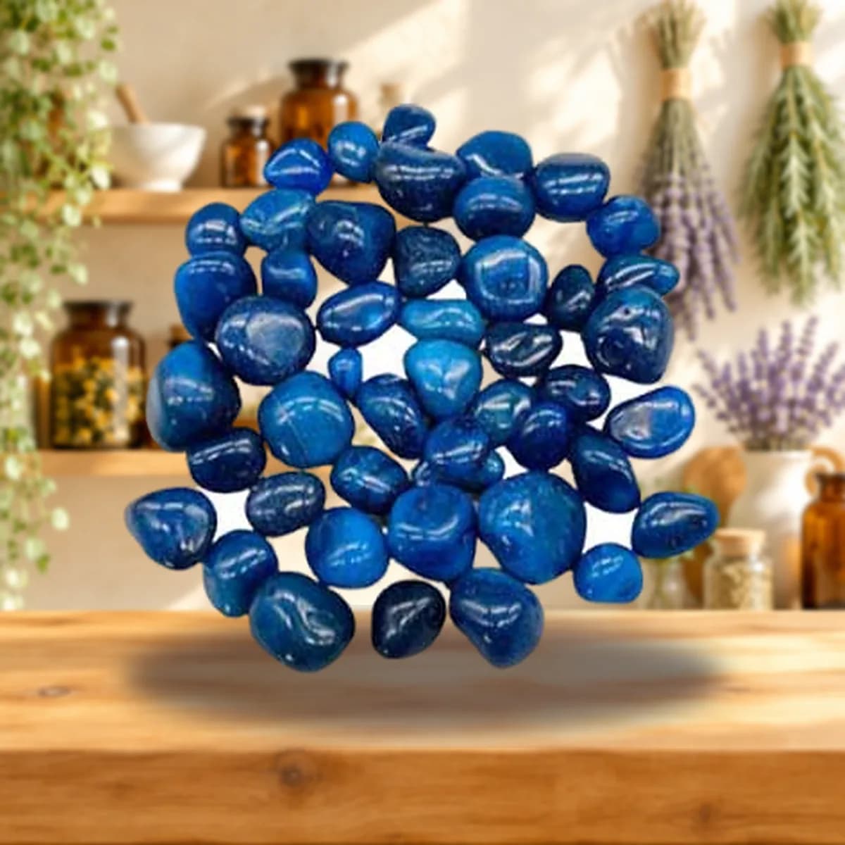 1 lb Onyx, Blue tumbled stones (heat treated)