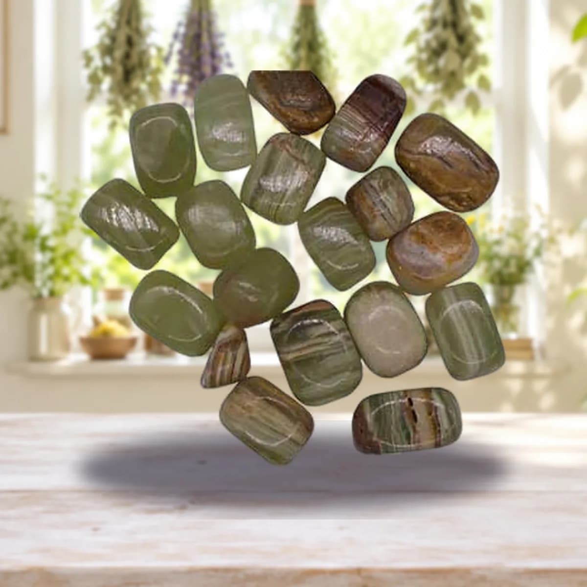 1 lb Onyx, Green tumbled stones