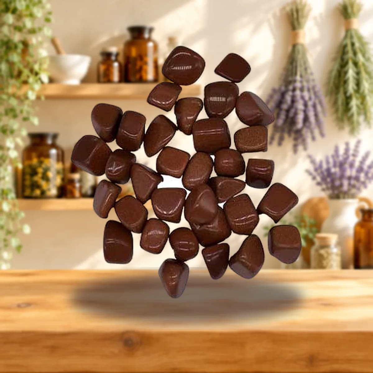 1 lb Goldstone, Red tumbled stones