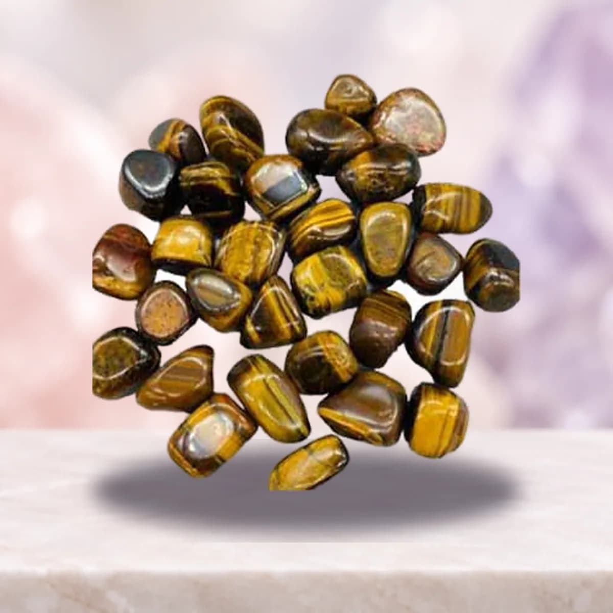 1 lb Tiger Eye, Yellow tumbled stones