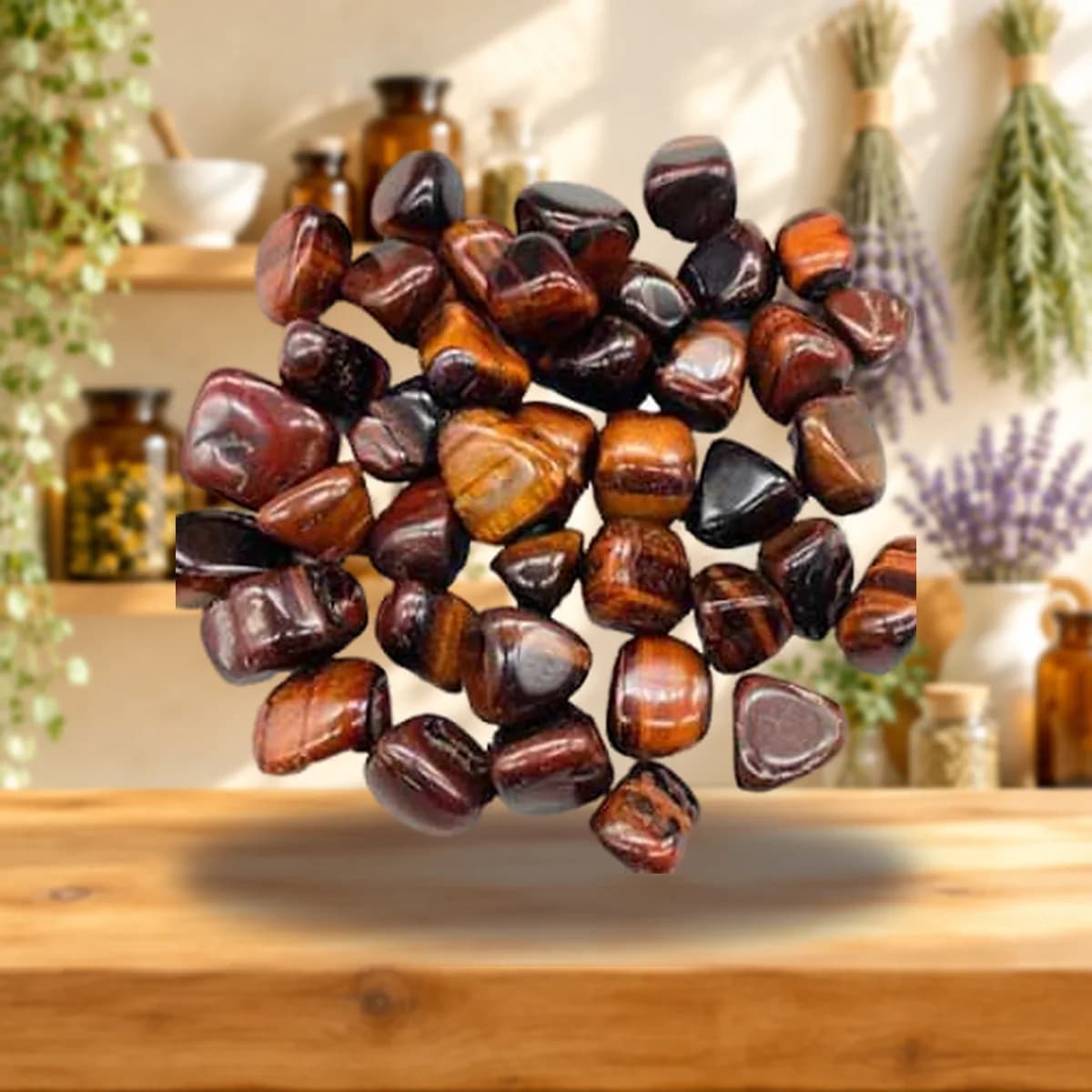 1 lb Tiger Eye, Red tumbled stones