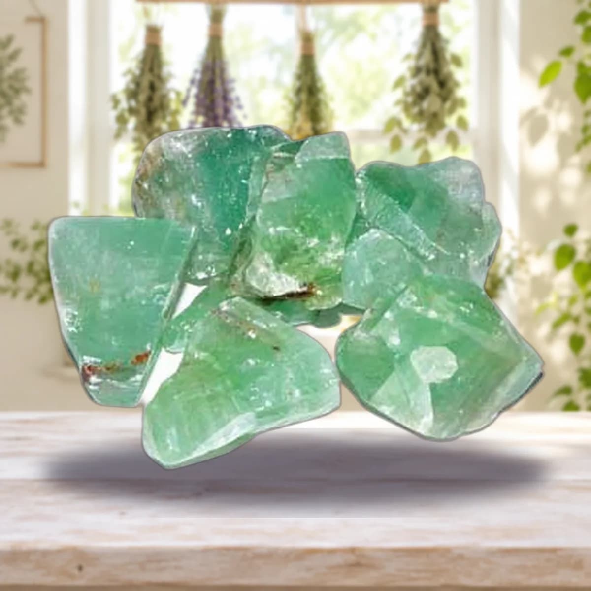 1 lb Green Calcite untumbled stones
