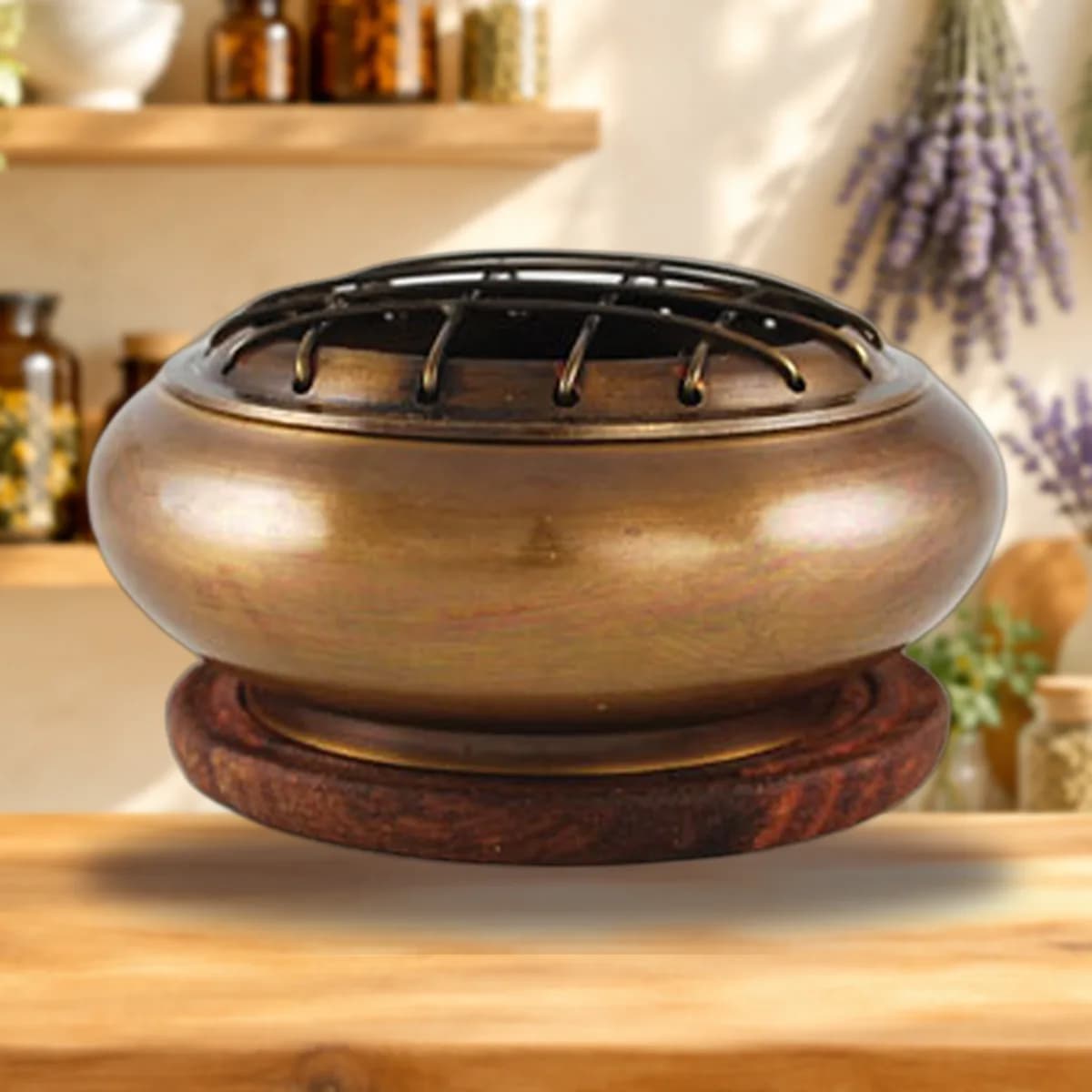 Brass Screen Incense Burner with Coaster