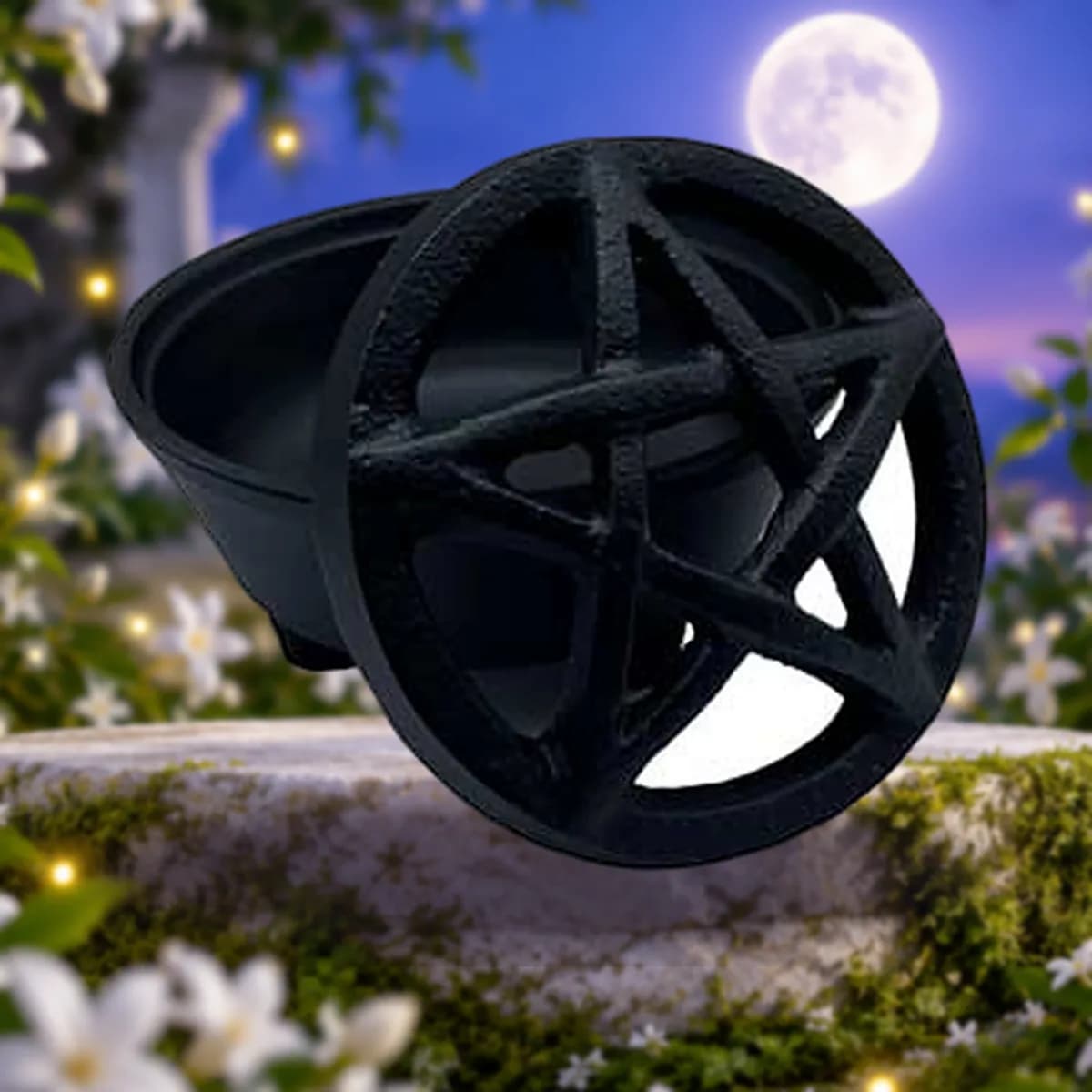 Pentagram Cast Iron Cauldron, 3¼-inch