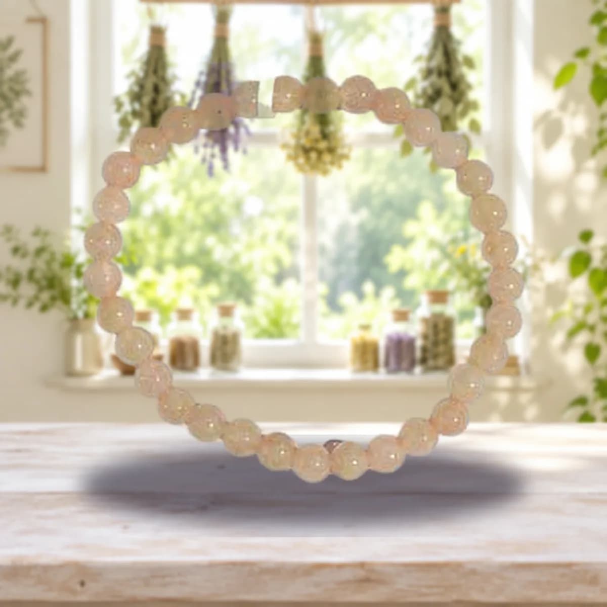 4-8mm Quartz, Strawberry bracelet