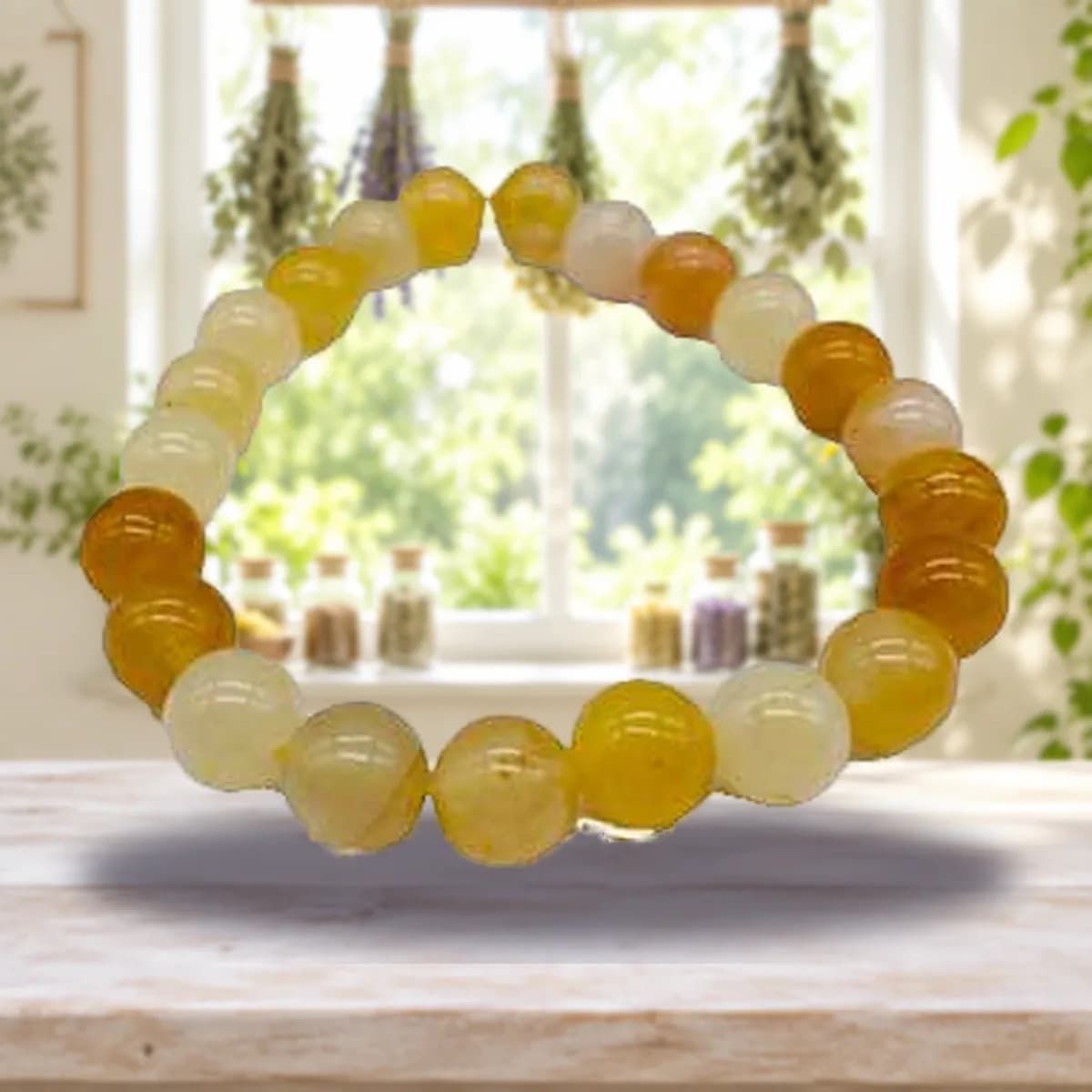 8mm Jade, Yellow bracelet