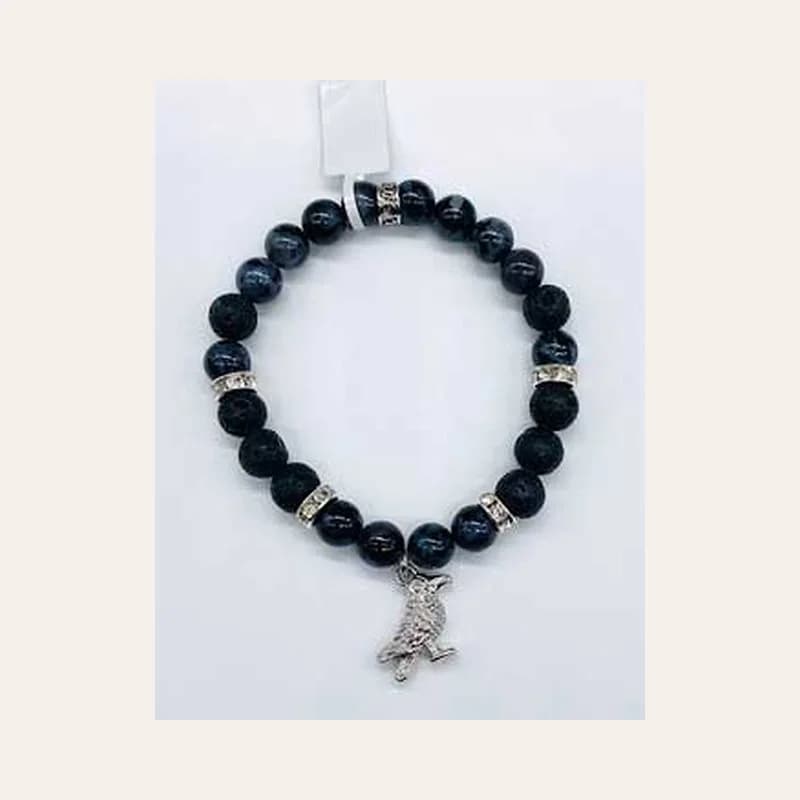 8mm Gabbro, Indigo & Lava bracelet