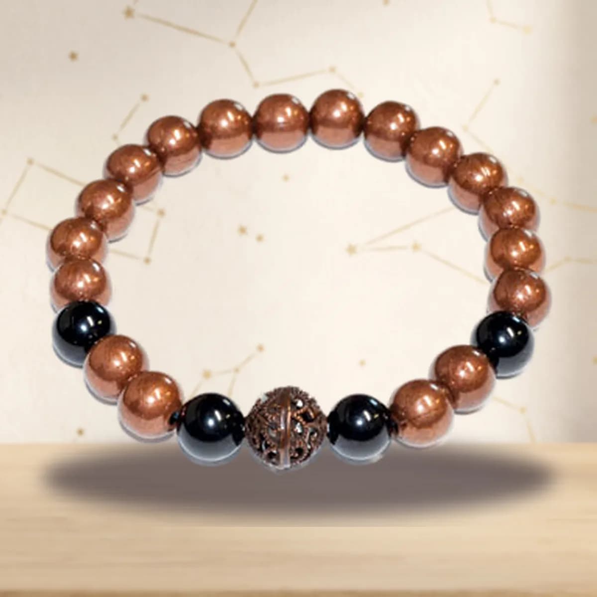 8mm Copper with asst stone bracelet