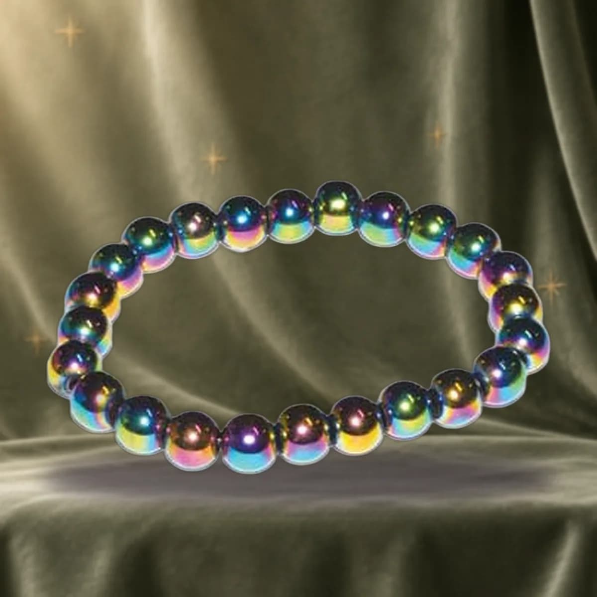 8mm Hematite, Rainbow