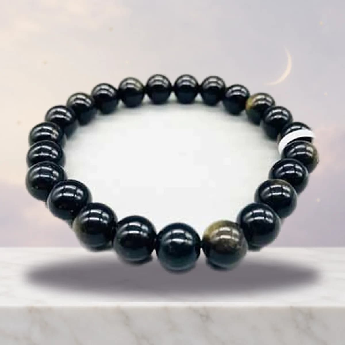 8mm Obsidian, Goldsheen bracelet