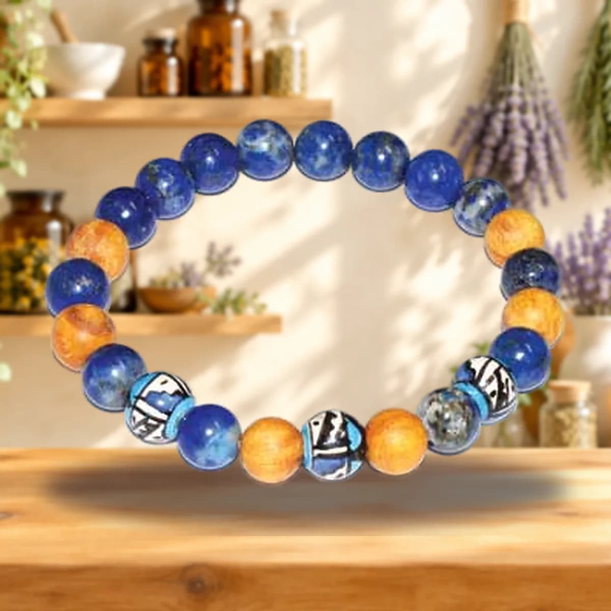 8mm Palo Santo Lapis bracelet