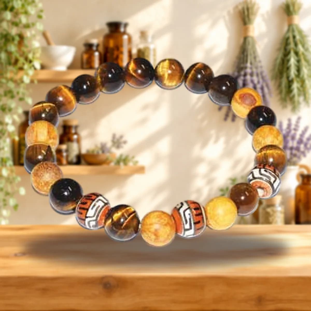 8mm Palo Santo Tiger Eye bracelet