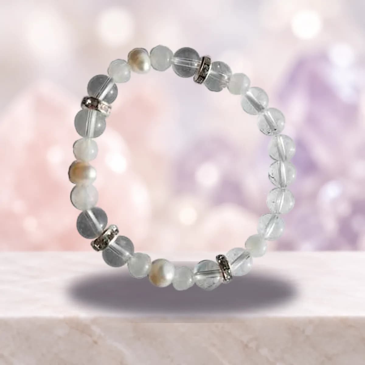 8mm Quartz/ Rainbow Moonstone Pearl