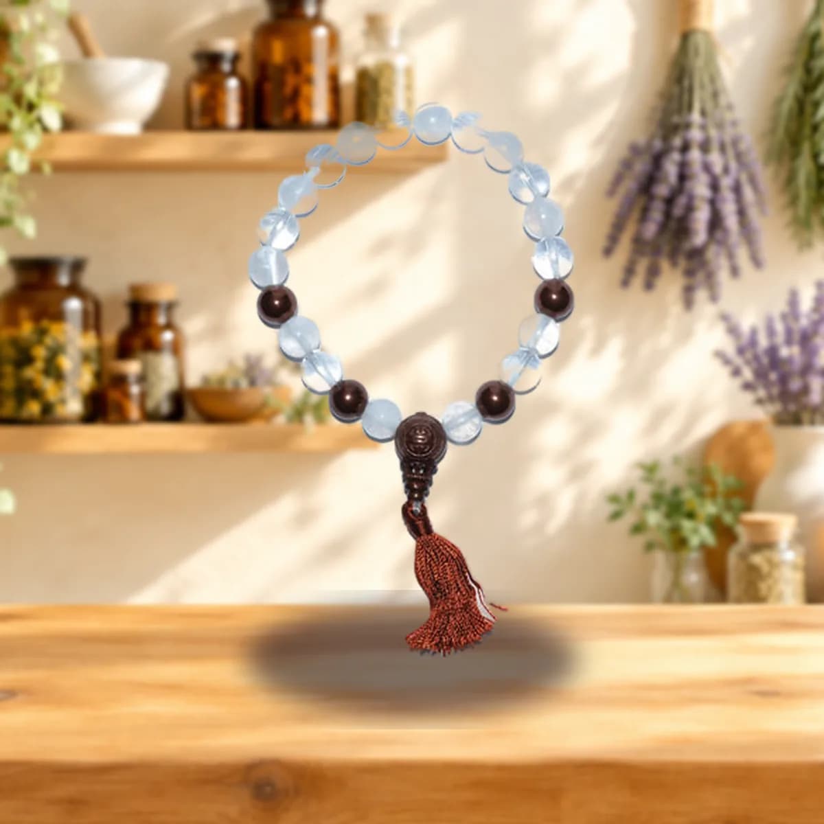 8mm Selenite/ Qtz/ Copper Tassel