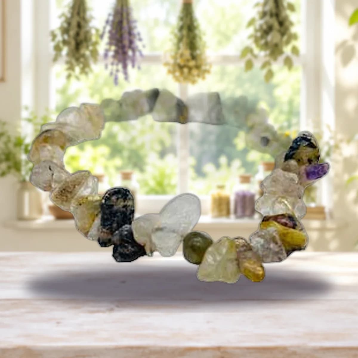 Quartz, Rutilated chip bracelet