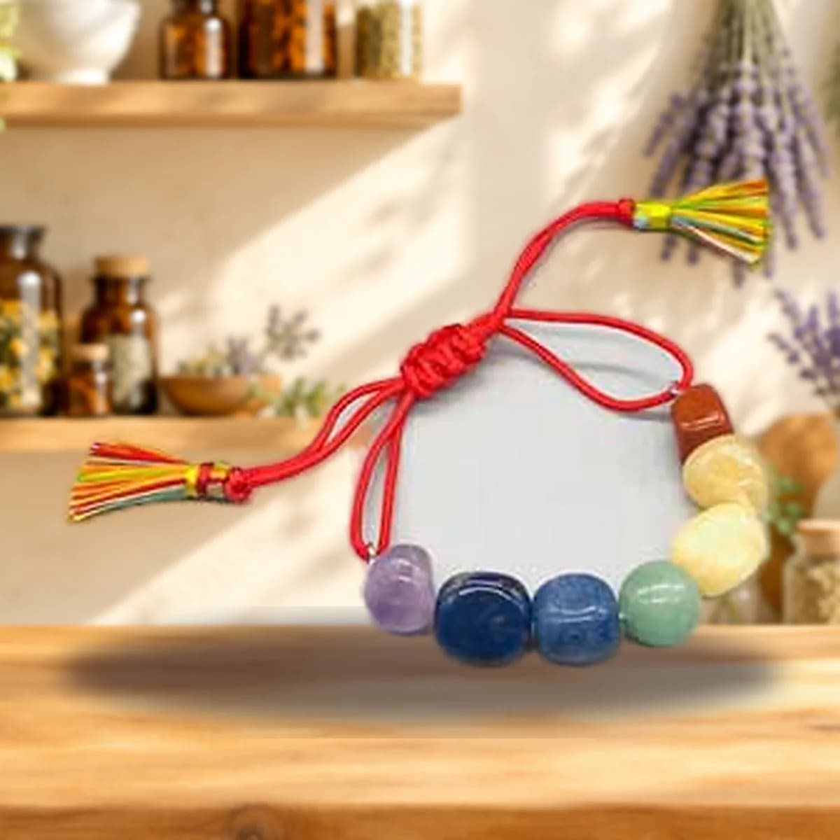 7 Chakra w tassel Nugget adjustable bracelet