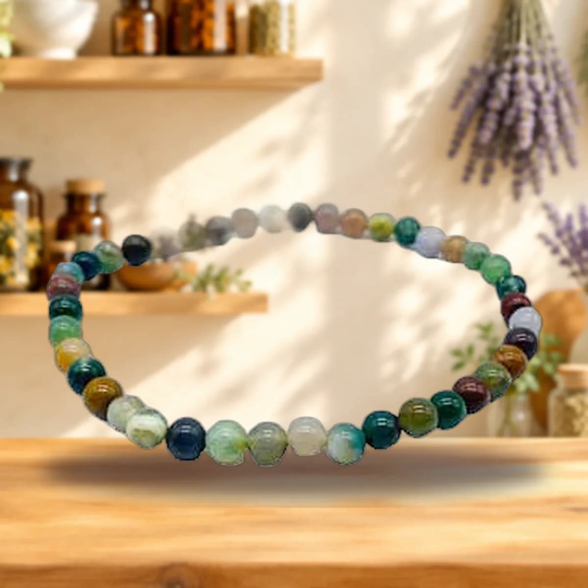 4mm Moss agate stretch bracelet
