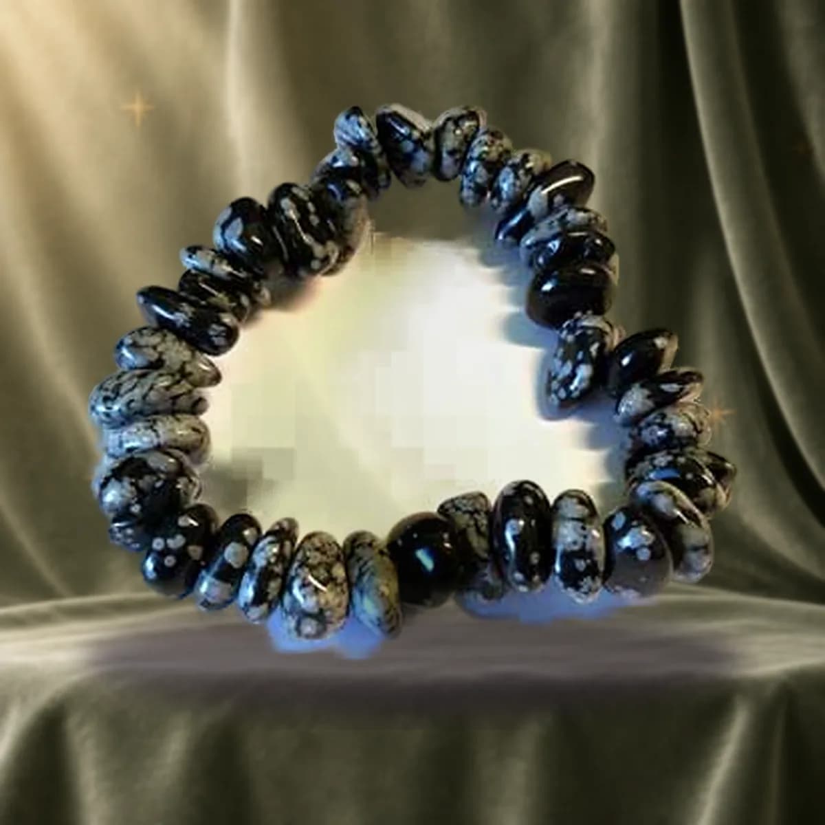 Snowflate Obsidian gemstone bracelet stretch