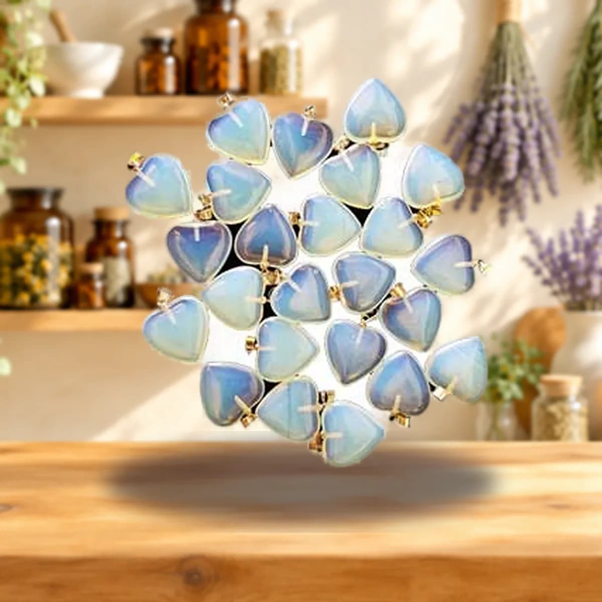 (set of 24) 3/4" (20mm) Opalite heart
