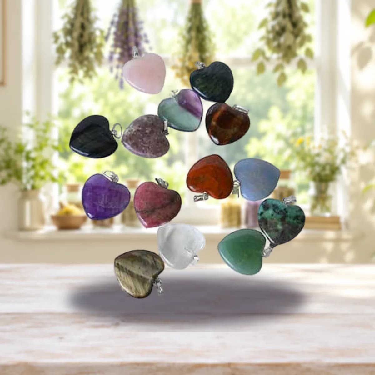 (set of 24) 3/4" (20mm) various Stones heart