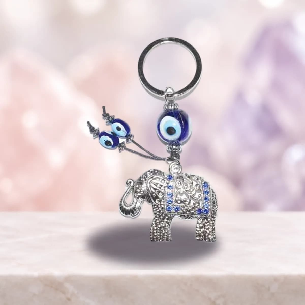 Elephant Evil Eye keychain