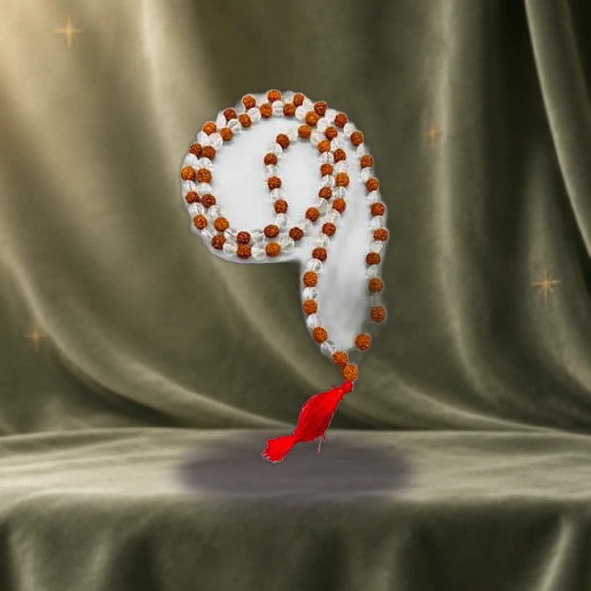 Rudraksha & Quartz japmala