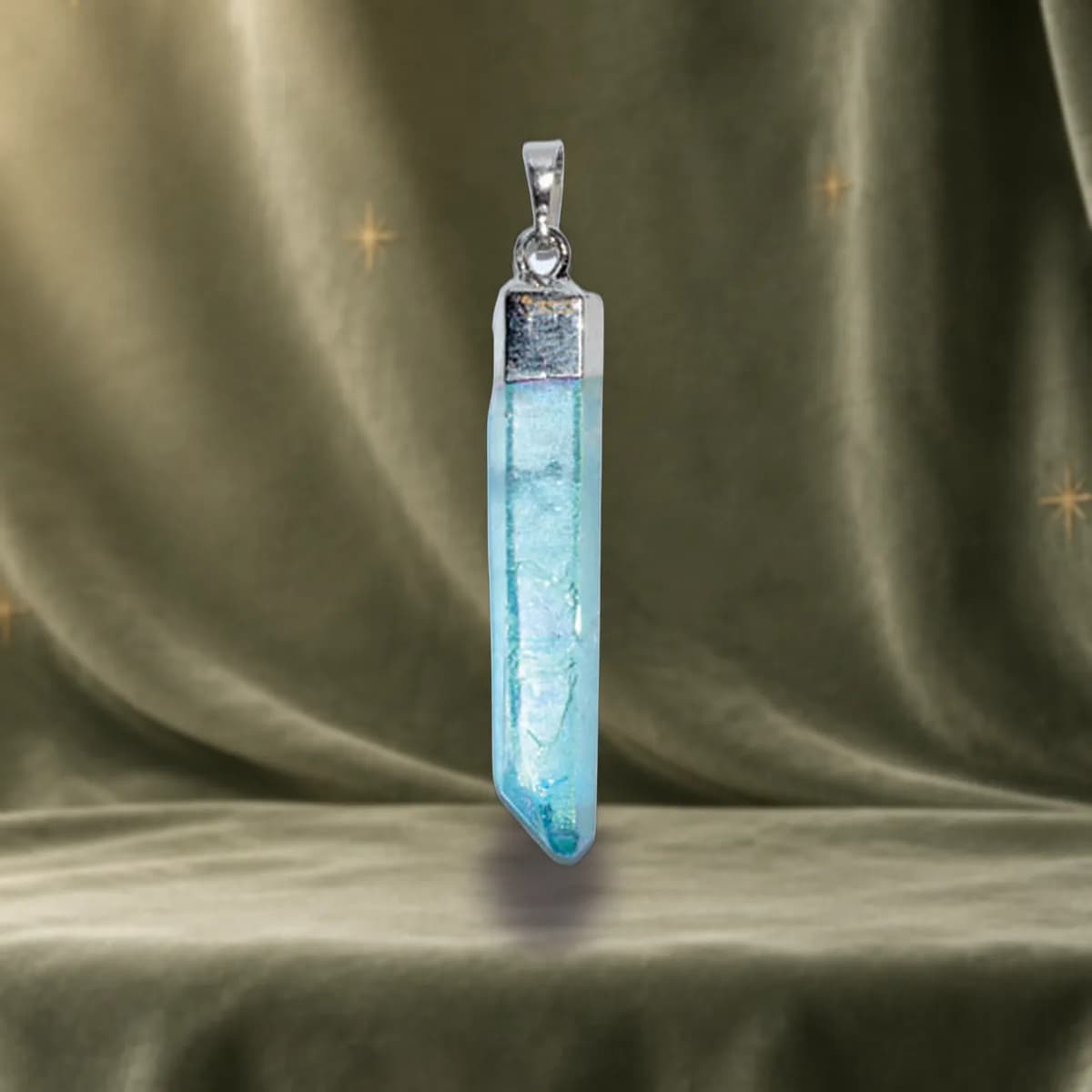 (set of 3) 2" Aqua Aura Quartz pendant