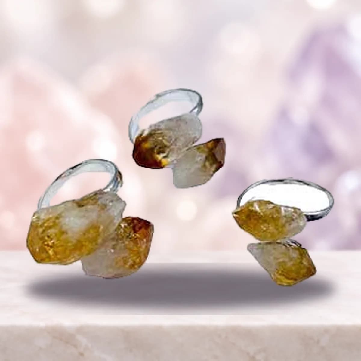 (set of 3) adjustable Citrine rings