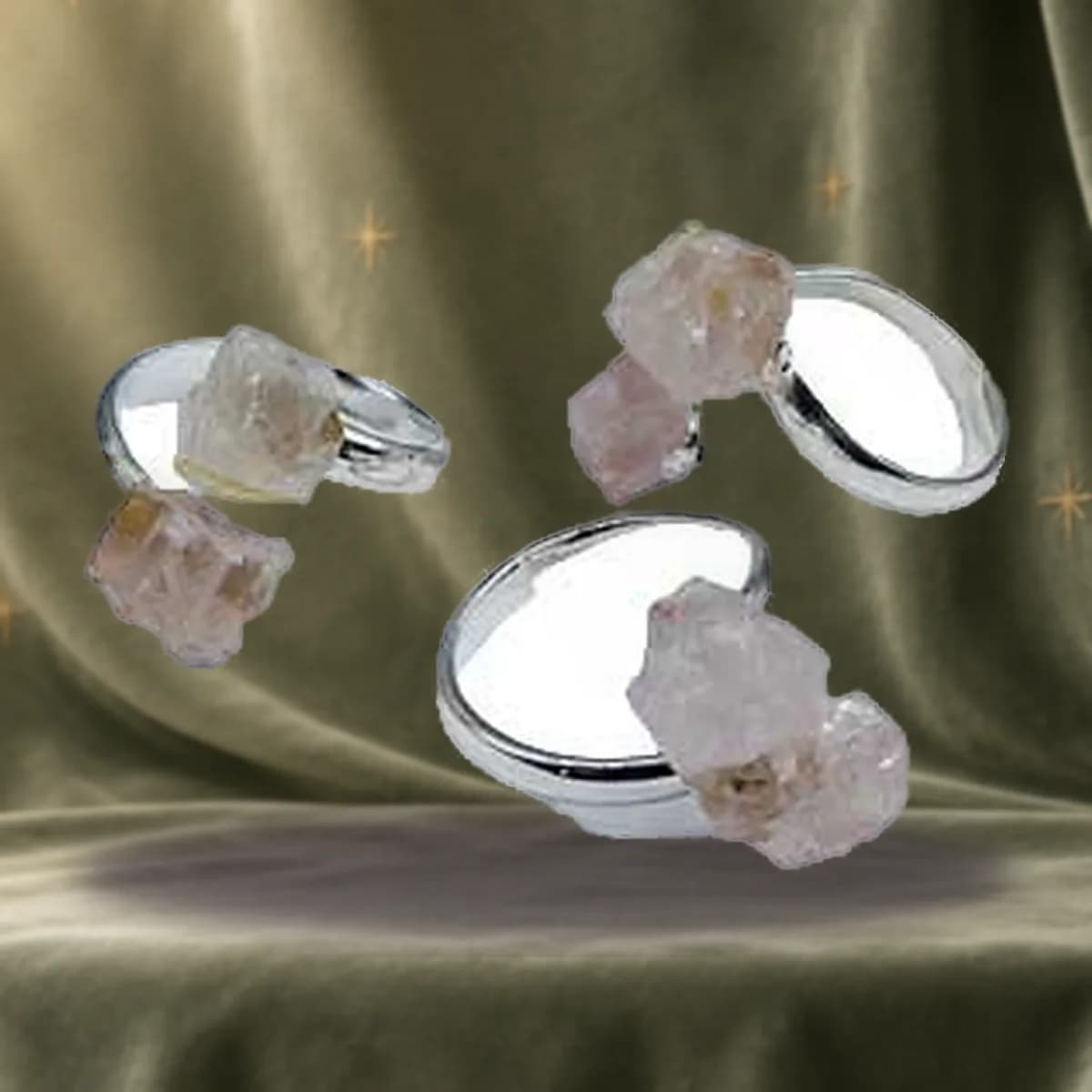 (set of 3) adjustable Rose Quartz rings