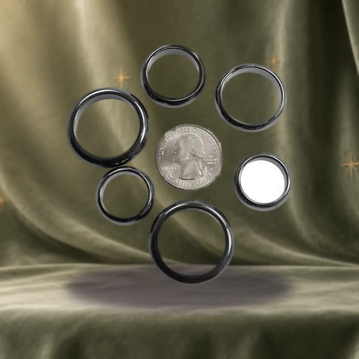 (set of 35-50) 6mm Rounded Magnetic Hematite rings