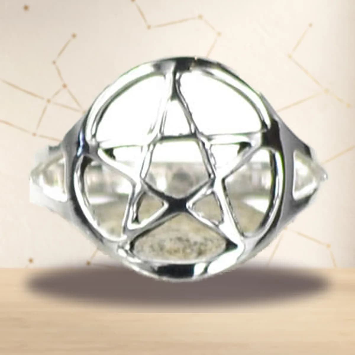 silver plated brass Pentagram ring size 9