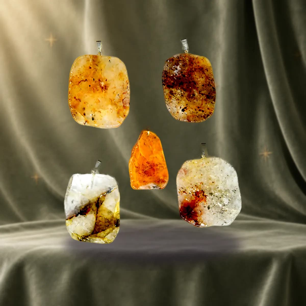 Golden Quartz slice pendant
