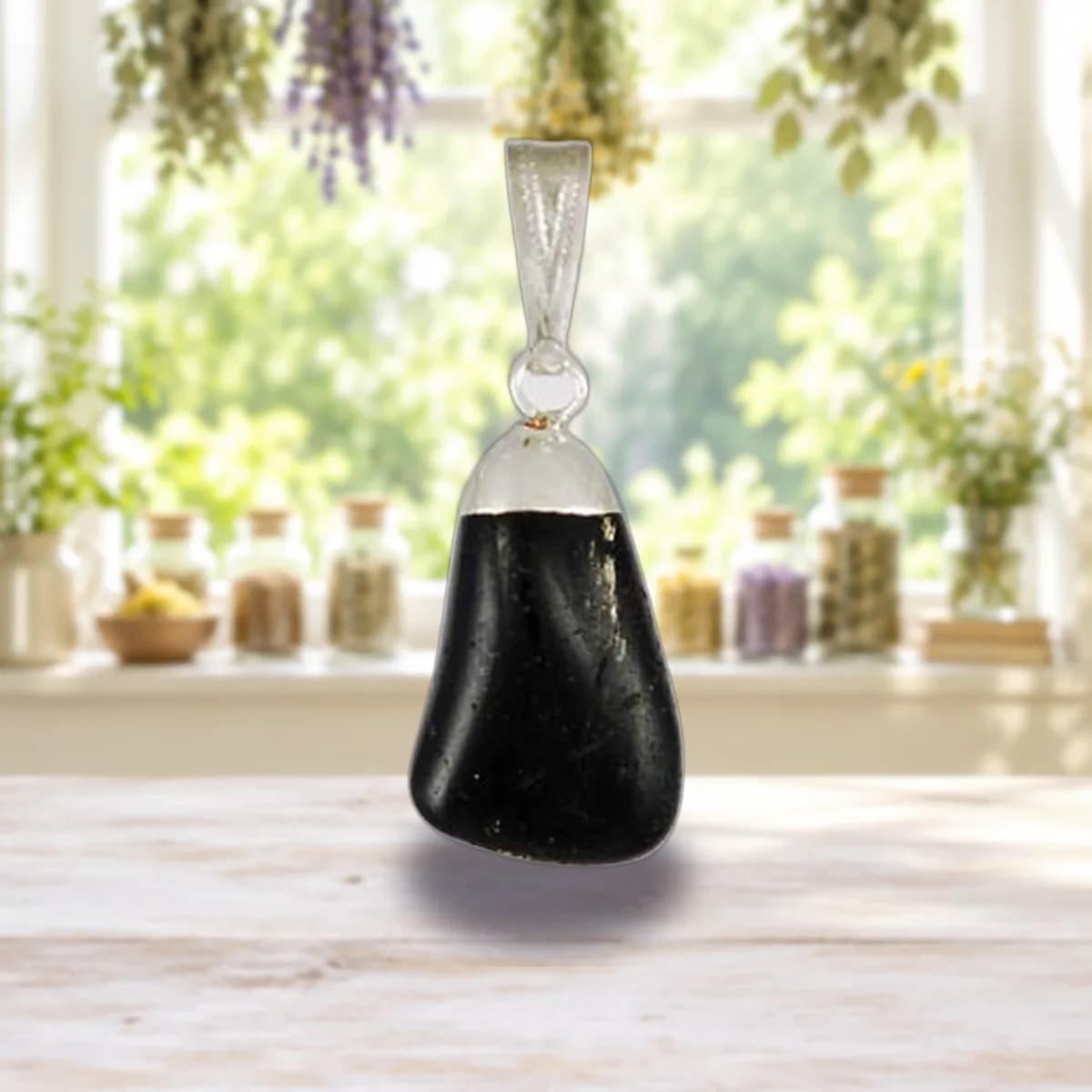 Black Tourmaline tumbled pendant