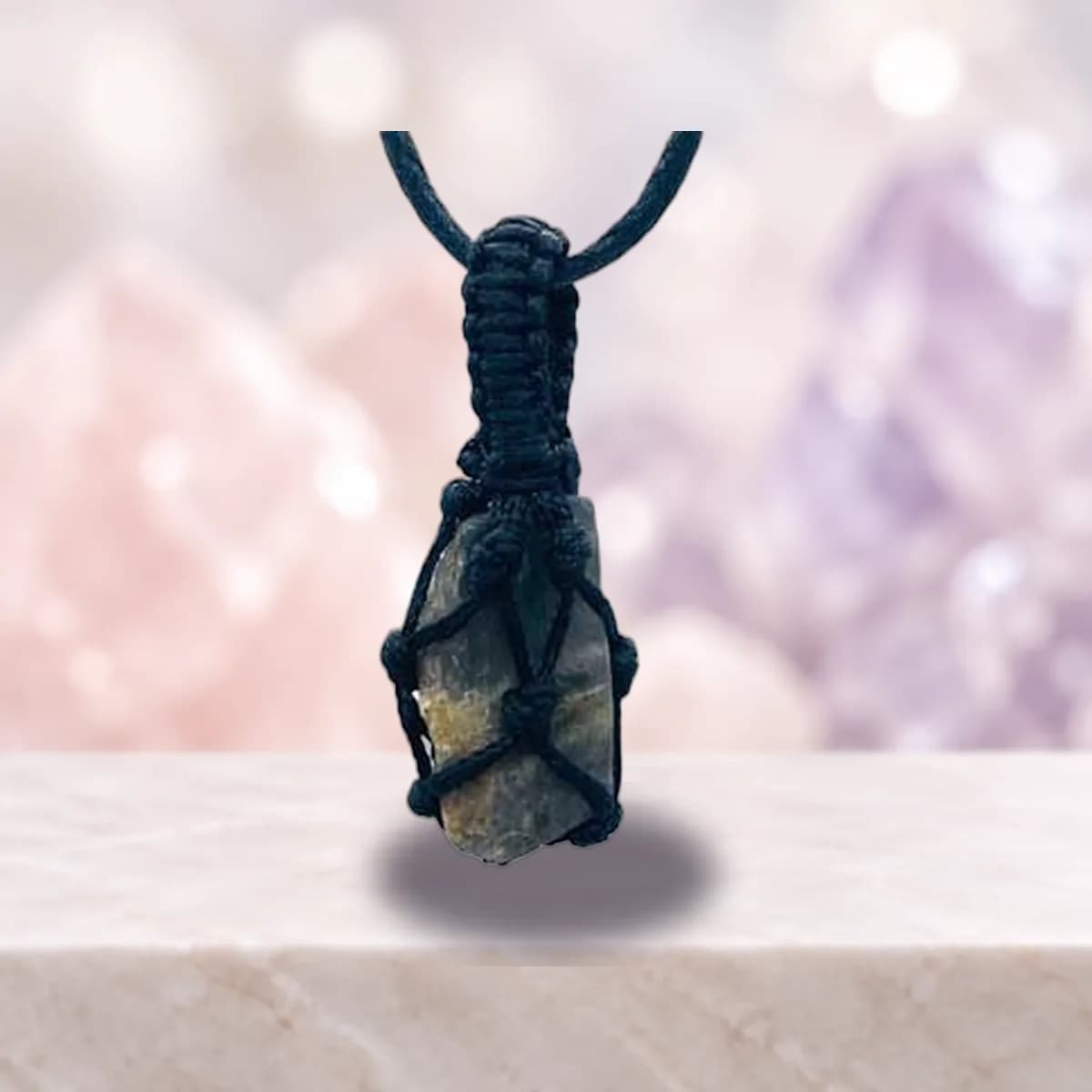 Labradorite rough tread cage pendant