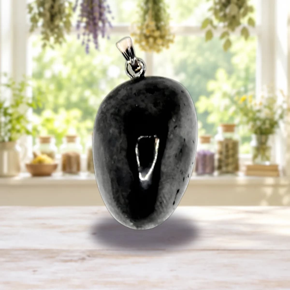 Shungite tumbled pendant