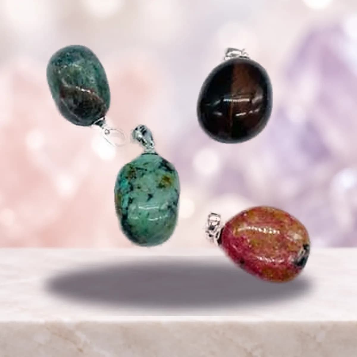 Tumbled Stone Pendant, Assorted, about 3/4 in.