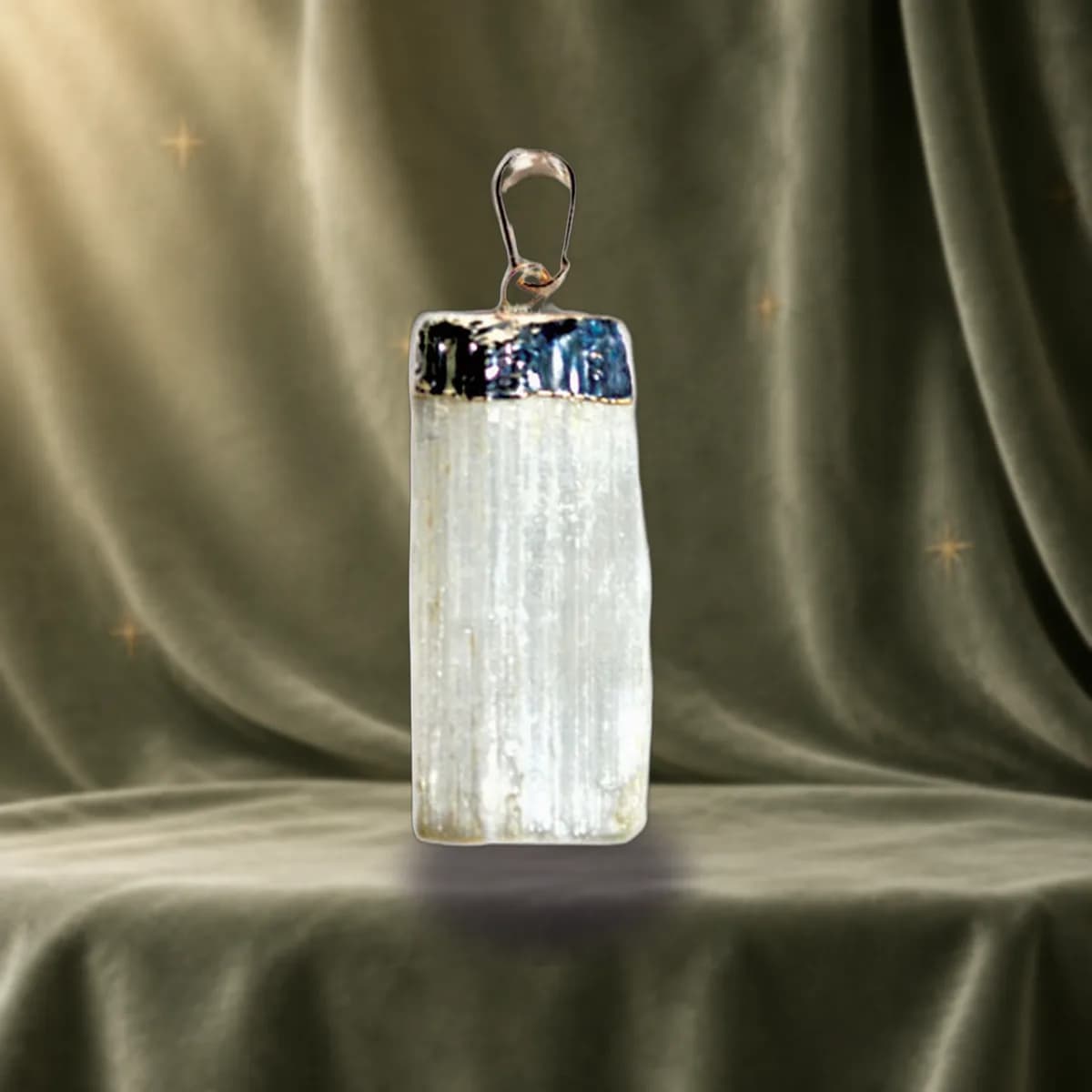 Selenite utumbled pendant