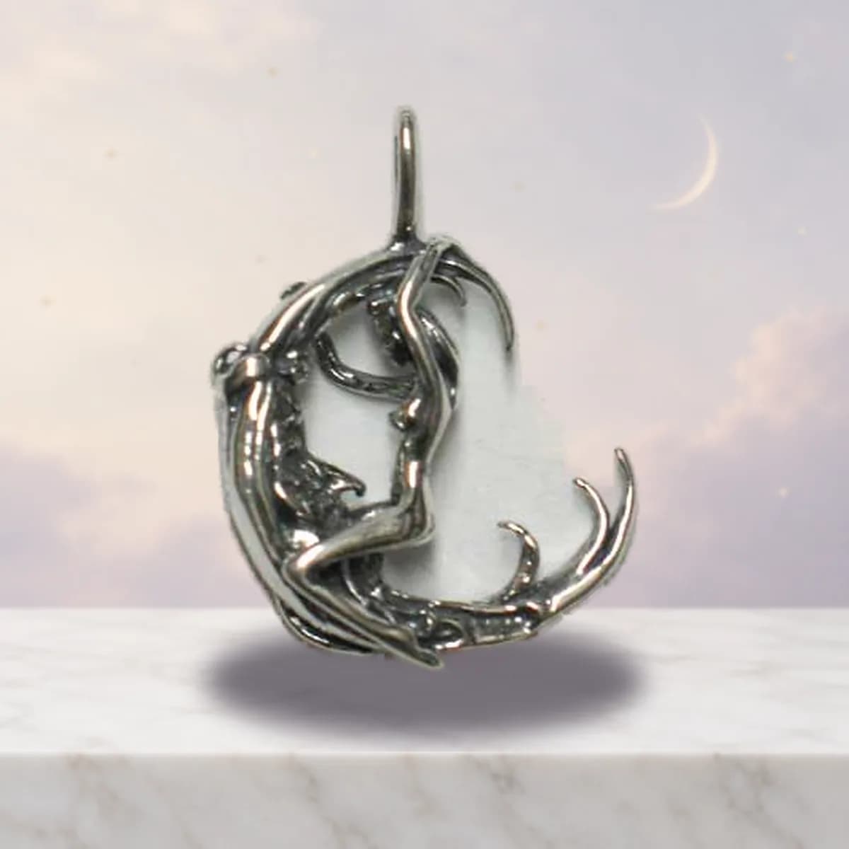Woman Facing Moon pendant