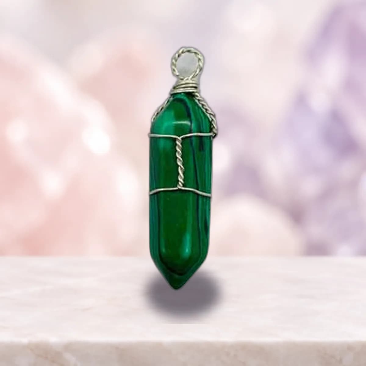(set of 5) wire wrapped Malachite (Synthetic) point