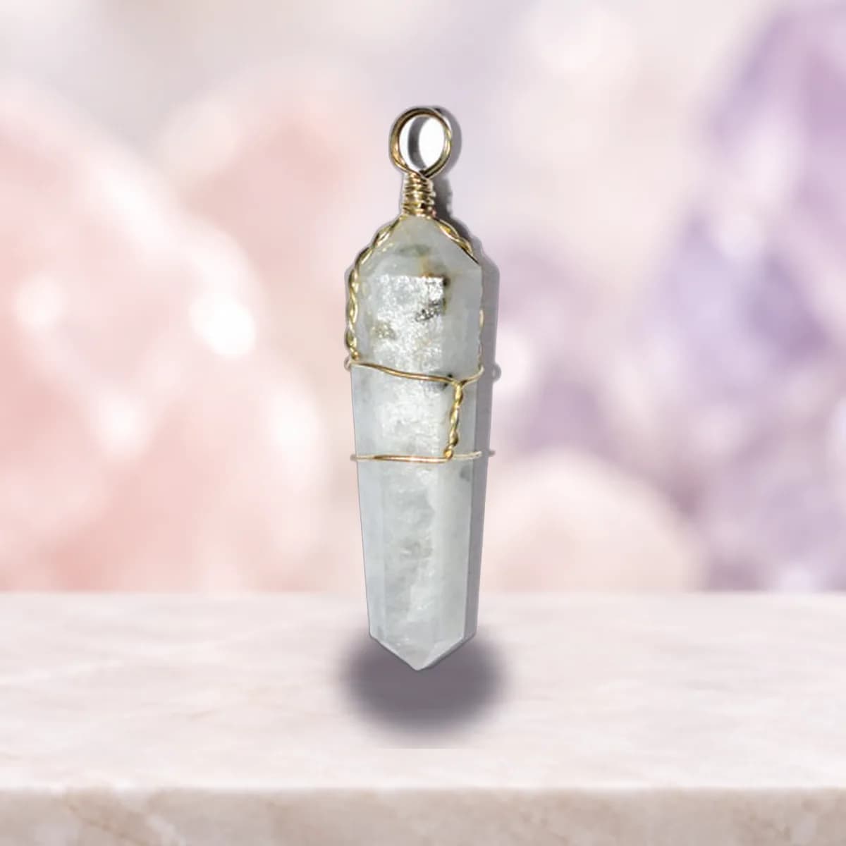 (set of 5) Rainbow Moonstone wire wrapped point